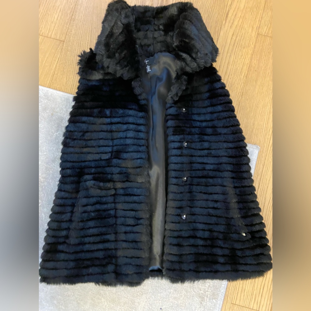 Aqua Black Faux Fur Vest